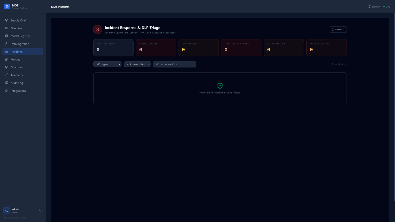 Recce Incident Response and DLP Triage interface